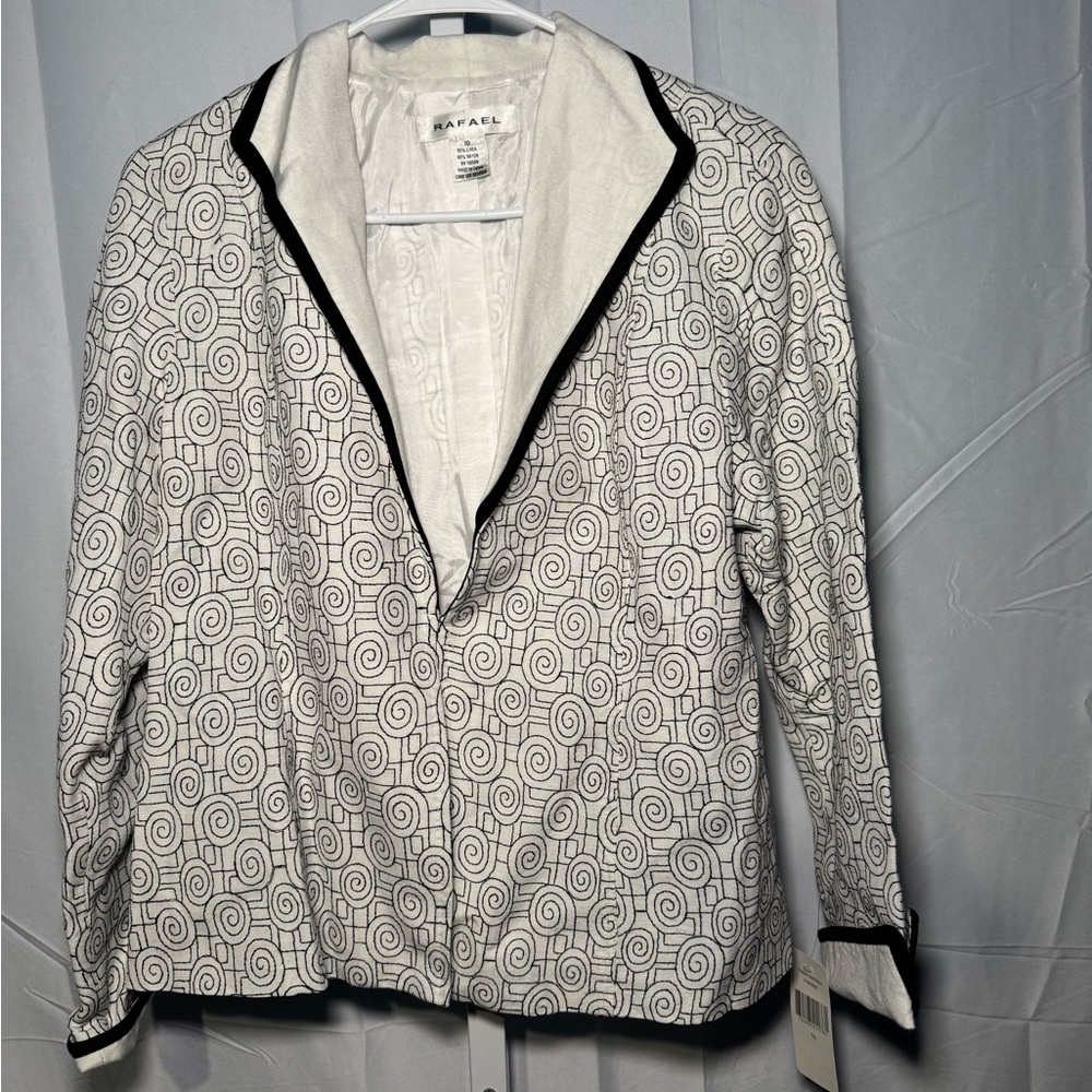 RAFAEL Women's Swirl Pattern Blazer in Black and White Size 10